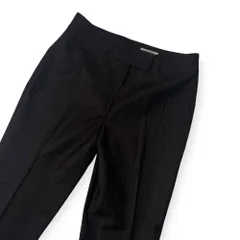 カシミヤ混 イタリア製生地 LANVIN COLLECTION ランバン ストライプ パンツ スラックス 40/ダークブラウン レディース ビンテージ