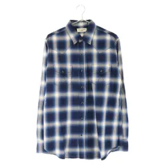 SAINT LAURENT PARIS (サンローランパリ) 16SS オンブレチェック ウエスタンシャツ 長袖シャツ 455433 Y019P ブルーのサムネイル