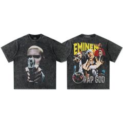エミネム Eminem ヴィンテージ加工 コットン ラップT 両面プリント 半袖 Tシャツ 男女兼用 S～3XL