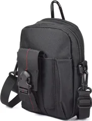 ★ショルダーバッグ スマホポーチ メンズ 小さめ ショルダーポーチ 2WAY 斜めがけ スマホショルダー バッグ ベルトポーチ ウエストバッグ 作業用 ファスナー付 はさみ 斜めがけ  メンズ  ベルト 通し    携帯ポーチ おしゃれ　HIP-NYL