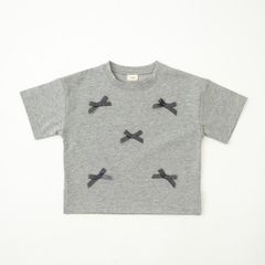 新品　RIO（リオ）リボンオーバーTシャツ　90㎝　グレー　Tシャツ　半袖　リボン　ベビー