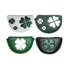 パターカバー ゴルフヘッドカバー オデッセイに対応 レッド小型マレットタイプ対応 マグネット付け クローバー模様　白　緑　黒