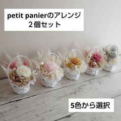 petit panier『プチパニエ』アレンジ　２個セット　クリアボックス入り プリザーブドフラワー　ブリザードフラワー