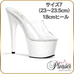 23 23.5 Pleaser プリーザー ヒール ミュール サンダル 厚底 18cm ヒール ハイヒール ピンヒール オープントゥ 白 ホワイト 透明 クリア ポールダンス ステージ パーティー キャバ セクシー コスプレ 衣装 用 靴 レディース メンズ