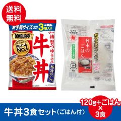 お手軽 牛丼 セット 3食セット ごはん付き どんぶり亭 越後製菓 小腹が空いた時 ポスト投函便