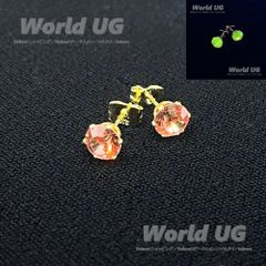 ウランガラス スタッドピアス ピンク 6.3mm サージカルステンレス