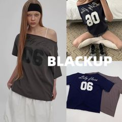 新品 韓国 BLACKUP Freeppy Boat Neck Printed Short Sleeve Tee 半袖 人気 フリッピーボートネックプリンティング Tシャツ Y2K 【2色選択可能】