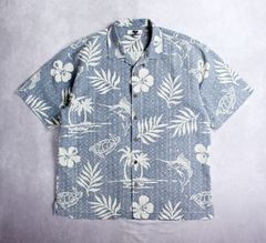 【TOMMY BAHAMA】トミーバハマ アロハシャツ 高級シルク100％ 大人のリゾートスタイル 開襟シャツ キャンプシャツ XLサイズ カジキ