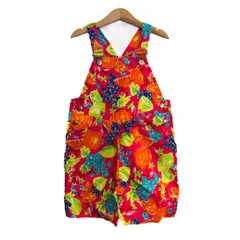 メゾピアノ オーバーオール サロペット フルーツ柄 ボトムス キッズ 女の子用 120サイズ ピンク×赤×黄 Mezzo Piano 【中古】