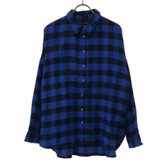 Banana Republic バナナリパブリック ブロックチェック柄 長袖 ドロップショルダー シャツ L ブルー レディース 古着
