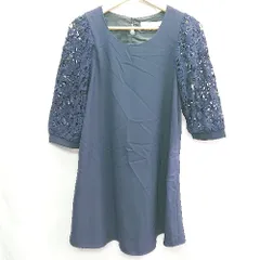 ◇ MERCURYDUO マーキュリーデュオ 五分袖 ミニ丈 ワンピース サイズF ネイビー系 レディース E  【1407020062527】