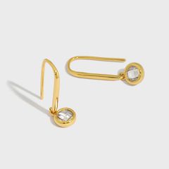 E027 ピアス イヤリング CZUシェイプ　フックタイプ　キラキラ silver925 シルバー ゴールド ホワイト