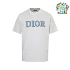 【今日WTO】Dior 25SS ブルーフランネルアルファベット刺繍 T シャツ-JM41