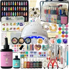 【特価商品】[Ailes(エール)]UV レジン スターターキット セット 初心者 【豪華228種類】 レジン液 着色料 アクセサリーパーツ (48WライトAセット)