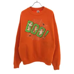 フルーツオブザルーム 90s USA製 ハロウィン 長袖 スウェット トレーナー XL オレンジ FRUIT OF THE ROOM 裏起毛 オールド ヴィンテージ メンズ 古着 【240305】