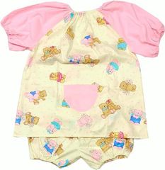 [mama MIKKE] [ママミッケ] スモック かぼちゃパンツ セット大人用 男 女 兼用 ユニセックス メンズ レディース(黄色、くま、はな)