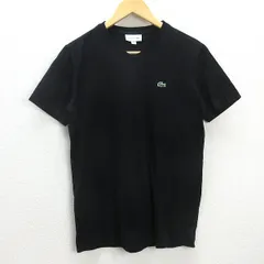 G■ラコステ/LACOSTE VネックコットンTシャツ【US/S】黒/men's/27【中古】■