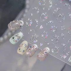 匿名配送⭐︎ ネイルシール　3D 立体　シルバー　ハート　星　リボン　サークル　5301