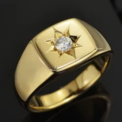 UK K9 ゴールド シグネットリング 16号 石付 1992年 シェフィールド UK K9 ゴールド シグネットリング 16号 石付 1992年