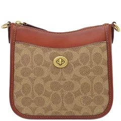 コーチ COACH ショルダーバッグ シグネチャー コーティングキャンバス レザー TAN RUST ヴィンテージ金具 茶 ゴールド金具  CC391B4NQ4 【保存袋】【中古】