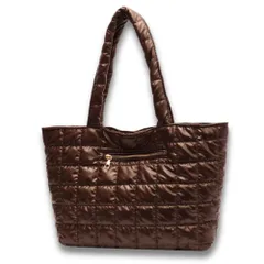 [ALVEIN] トートバッグ マザーズバッグ 肩掛け キルティング メタリック 大容量 マグネット 大きめ 軽量 通勤 通学 シンプル (ブラウン) [ブラウン]