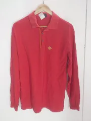◇ ◎ pearly gates パーリーゲイツ 鹿の子 ロゴ 刺繍 長袖 ポロシャツ サイズ5 レッド  メンズ  【中古】 【1002800871872】