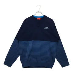 中古 メンズ ニューバランスゴルフ New Balance golf ニット 6(LL) 紺 ネイビー 長袖Vネックセーター ボーダー