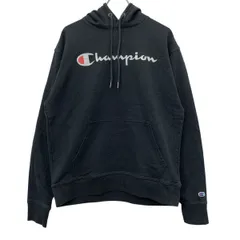 Champion プリントスウェット パーカー XL ブラック チャンピオン 裏起毛 古着卸 アメリカ仕入 a709-5645
