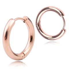 【幅3×内径12mm 色：ローズゴールド 1ペア】[Adelina Style] フープピアス 人気 つけっぱなし リングピアス メンズ レディース サージカルステンレス 金属アレルギー対応 イヤリング 男女 両耳 プレゼント