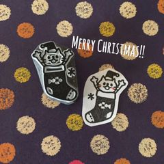 猫ちゃん靴下☆クリスマスはんこ