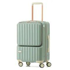 Sサイズ/1-3泊/37L) (Green 便利なスーツケース（） 飛行機持ち込みスーツケース 女向き 綺麗いろ トップオープン機能 軽い スーツケース [GGQAAA]