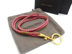 セール！ BOTTEGA VENETA ピンク紫 レザー ネームプレート ネック