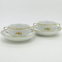 マイセン カップ＆ソーサー■金色の花 2客セット 3