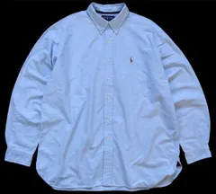 00s ラルフローレン CLASSIC FIT ワンポイント マチ付き ボタンダウン オックスフォード コットンシャツ ライトブルー XXL★97 特大