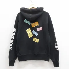 L/古着 長袖 チャンピオン Champion リバースウィーブ パーカー メンズ ハズブロ モノポリー 黒 ブラック spe 25sep05 中古 スウェット ス