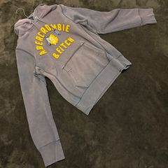 【ABERCROMBIE AND FITCH】フード付きスウェット/グレー×イエロー/Mサイズ/コットン・ポリエステル