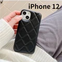 【SHOPS M】 iPhone12 スマホケース キルティング風 ブラック E014