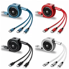 RoiCiel 3in1充電ケーブル 巻き取り 1本3役　両面挿し　リバーシブルのサムネイル