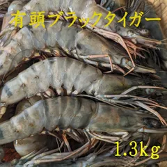 【大容量】 噛み応えと甘み抜群 有頭 ブラックタイガー 1.3kg 加熱用 エビ  海老