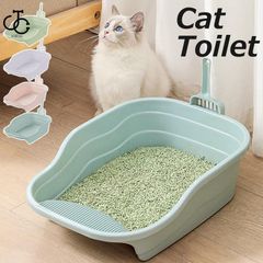 猫トイレ 大きめ ネコ 小型 大型 猫 におい対策大容量 シンプル 開放式 飛び散り防止 ネコ用品 スコップ付き 清潔 猫用品 尿や砂 飛び散りを防ぎます お掃除