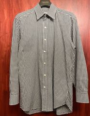 MADE IN PORTUGAL製 dunhill ENGINEERED FIT ギンガムチェック柄長袖シャツ ブラック×ホワイト Mサイズ