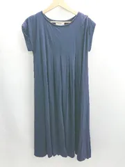 ◇ ⊂ BEAMS HEART ビームス ハート 半袖 ロング ワンピース サイズ表記なし ネイビー レディース E  【1501160047151】