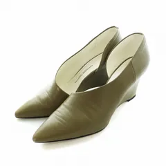 ハイク HYKE TOSHINOSUKE TAKEGAHARA WEDGE PUMPS パンプス レザー ポインテッドトゥ ウェッジソール ロゴ 25cm カーキ ■GY17 /MQのサムネイル