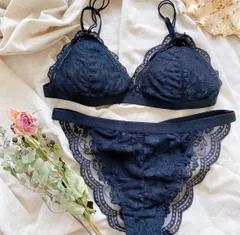 【ブラレットセット】ブラック　ブラ&ショーツ　ランジェリー　下着　ブラジャー