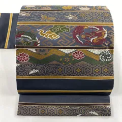 名古屋帯 秀品 鶏頭 地紋 唐織 オレンジ 正絹 中古 反物 秀品 小紋 花唐草 七宝 縮緬 オレンジ 正絹 K30｜中古・古着