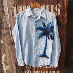 【Hollywood Ranch Market】ハリウッドランチマーケット ハリラン ブルーシャンブレ 刺繍入り ワークシャツ 2 (M)