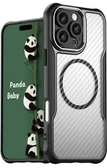 iPhone 16 Pro Maxケース MagSafe対応 半透明カバー 薄型 耐衝撃バンパー マット質感 レンズ全面保護 (ブラック)