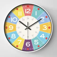 ☆ タイプA ☆ 知育時計 nack1050 知育時計 静か 時計 アナログ 静音 壁掛け 掛け時計 壁掛け時計 学習時計 アナログ時計 知育玩具 カラフル 大文字 時間管理 学習 キッズ 子供用 子供 こども 子ども おしゃれ かわいい 可愛い