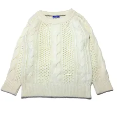 バーバリー ブルーレーベル ケーブルニット セーター ホワイト 白 38サイズ Burberry