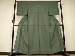 F5 美品 夏物 無双 萩に紅葉 緑色 正絹 訪問着 薄物 絽 紗 着物 08 